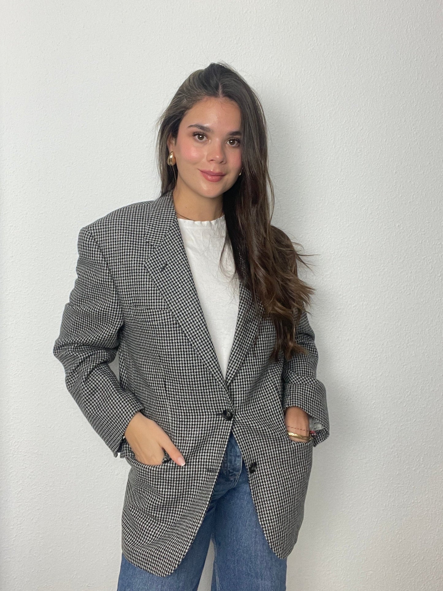 Vintage Oversize Blazer Houndstooth 118