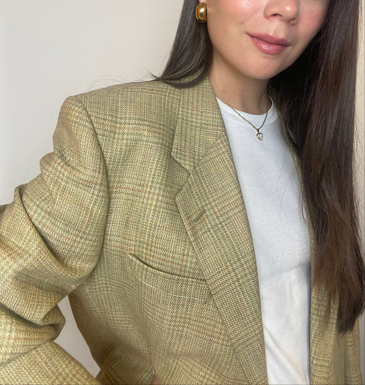 Oversize Vintage Multicolor Beige Blazer 120