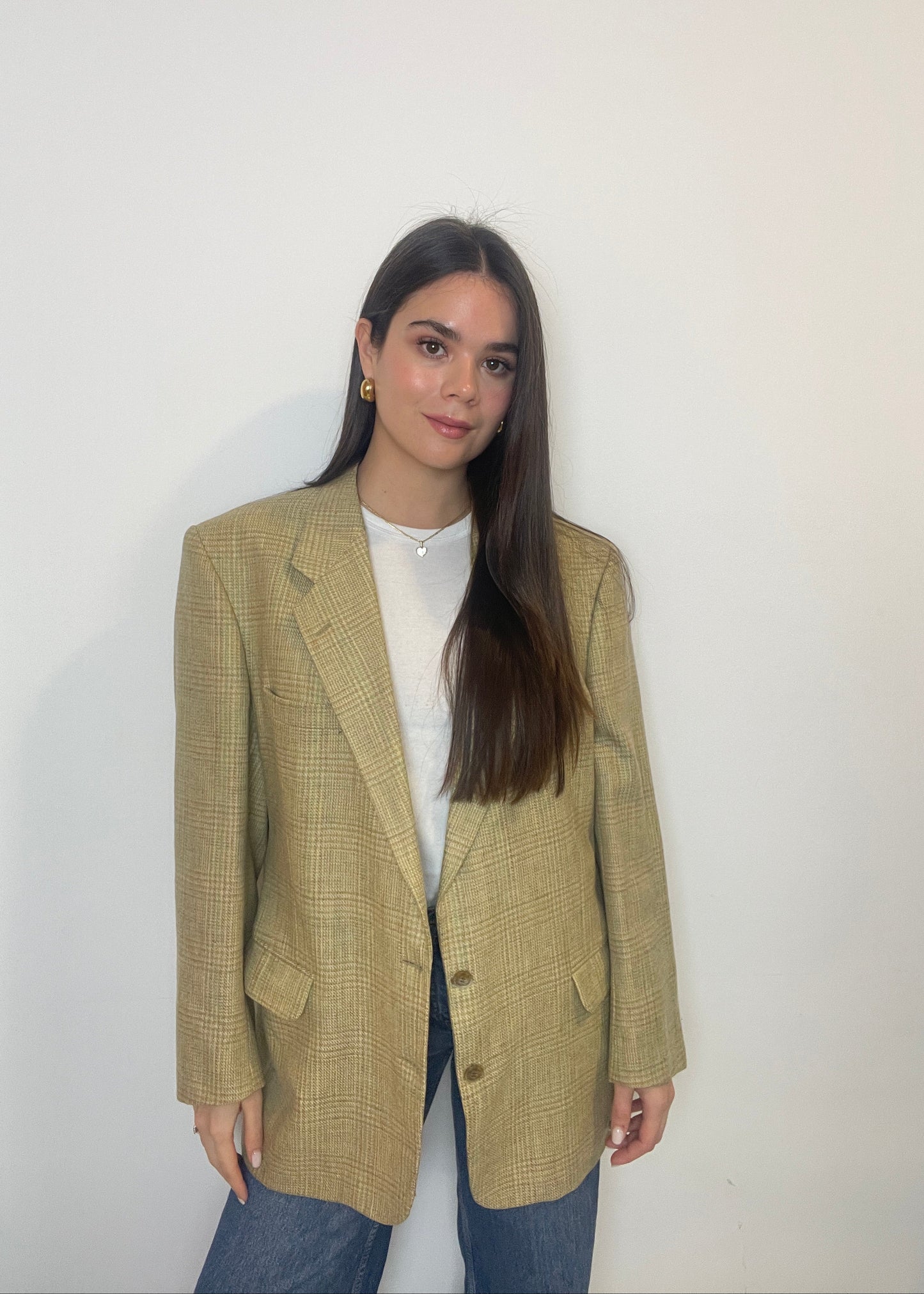 Oversize Vintage Multicolor Beige Blazer 120