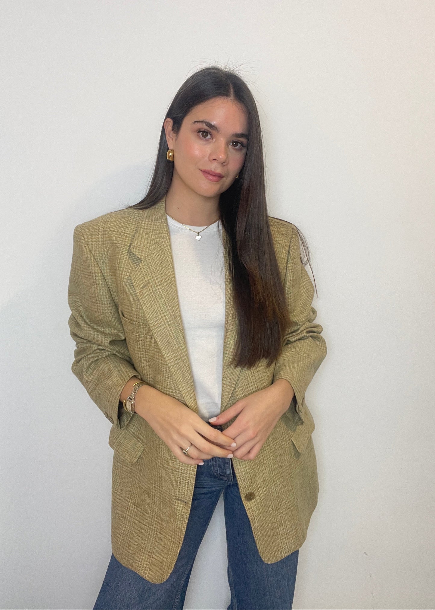 Oversize Vintage Multicolor Beige Blazer 120