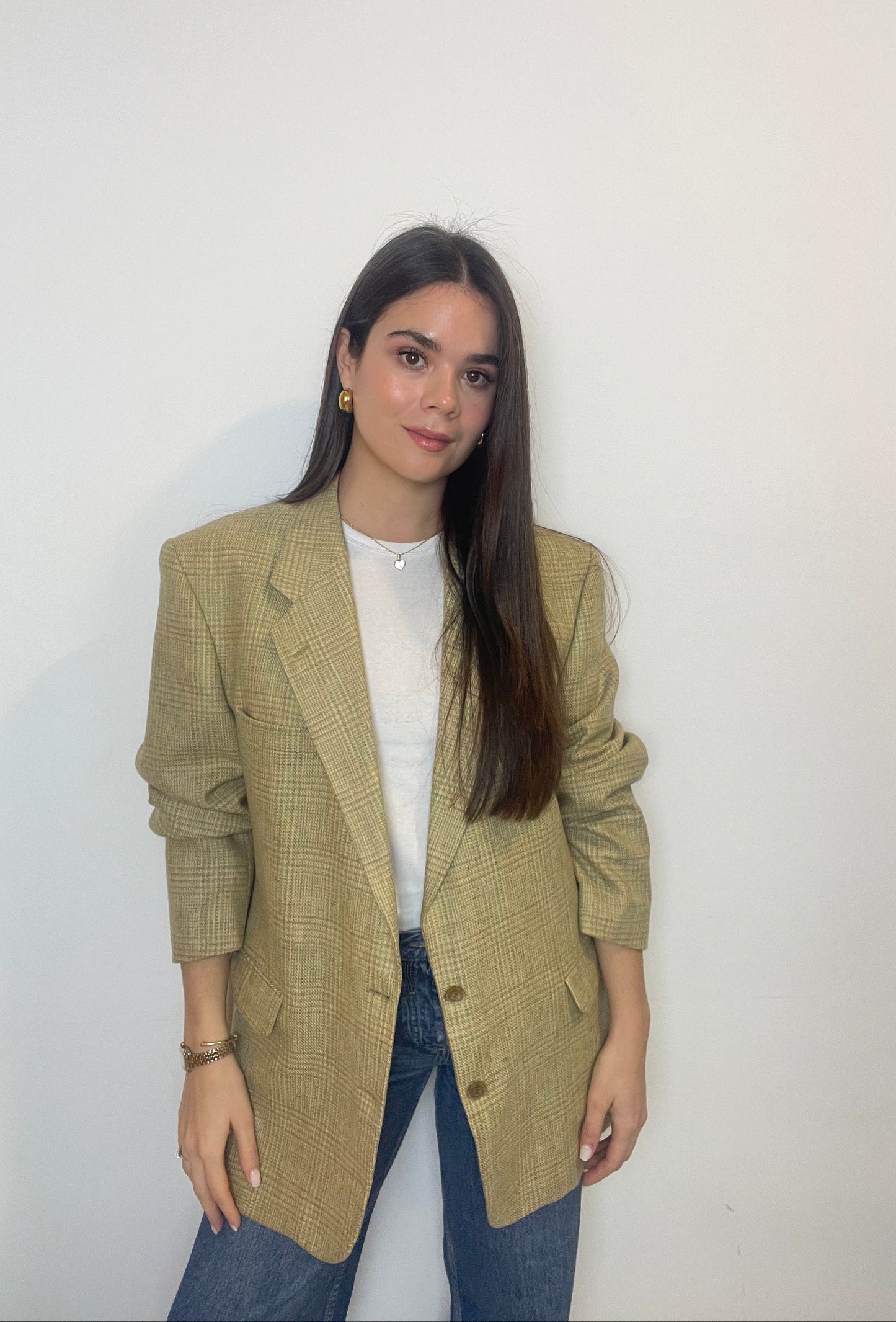 Oversize Vintage Multicolor Beige Blazer 120