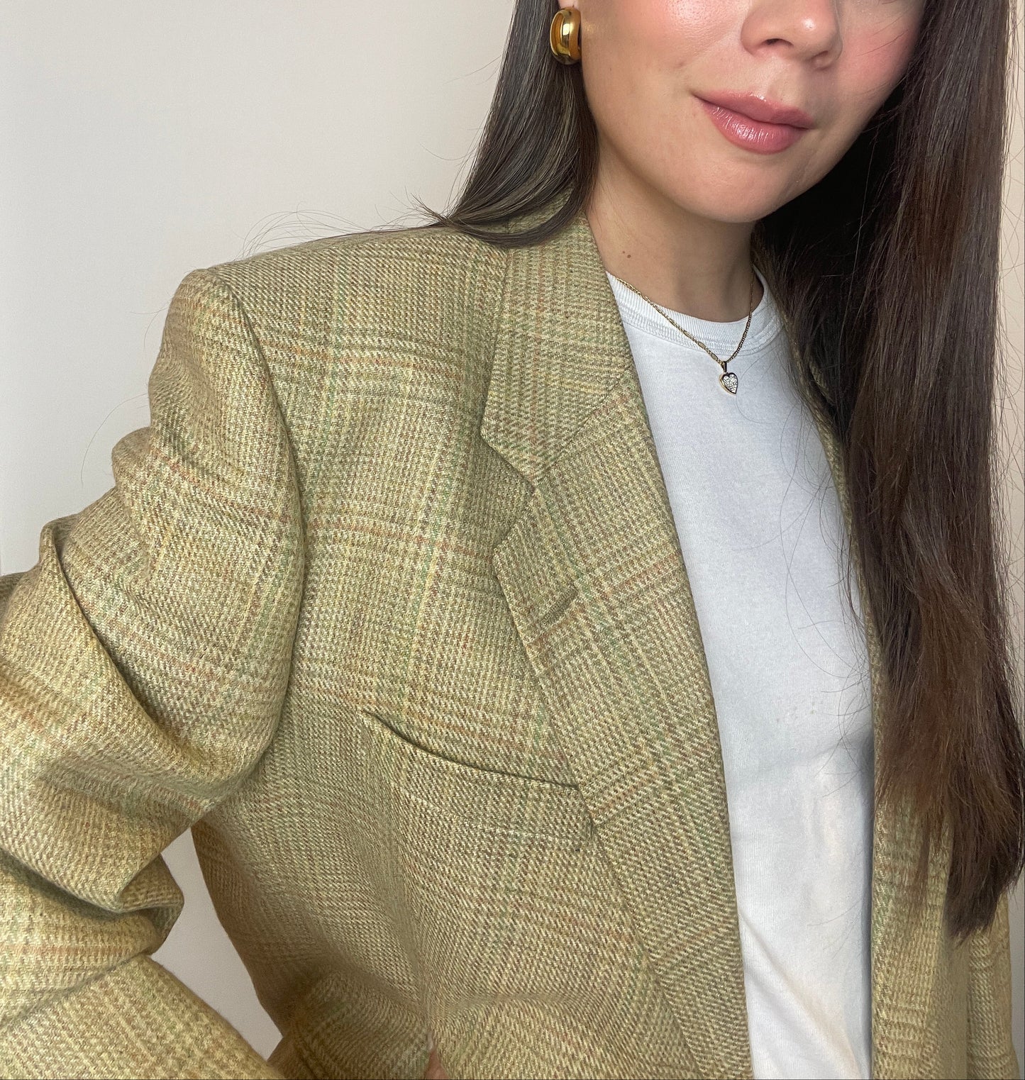 Oversize Vintage Multicolor Beige Blazer 120